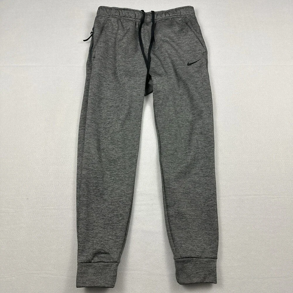 Nike Pants Men Medium Gray Solid Tapered Straight Leg Therma Fit Basketball M